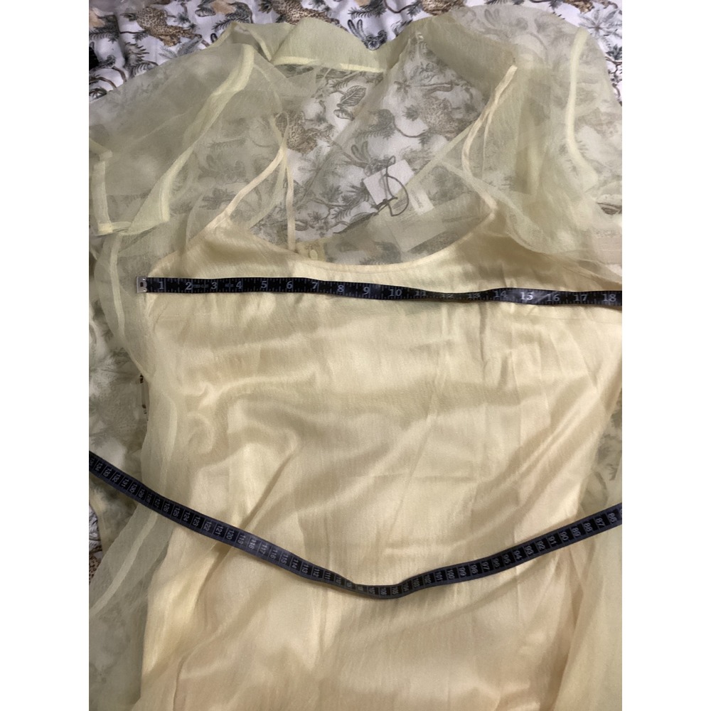Few Moda CAARA Women Yellow Sheer Organza Overlay Slip Dress Set Size Large NWT - Picture 6 of 12